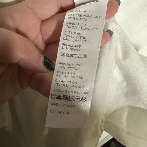 Celine Paris Small Logo White T-Shirt Men's Size XXL 100% Cotton - Picture 8 of 11